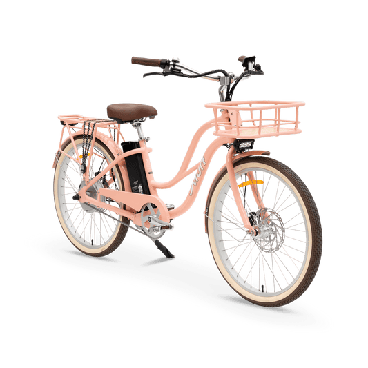 Beach Peach eBike MURF Gigi Cruiser, side view, product image, available for pre-order, October 15th
