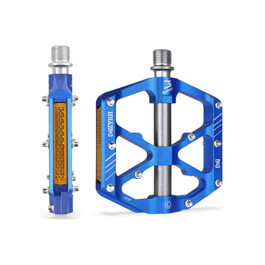 Blue alloy eBike pedals with reflectors, product image, view 1