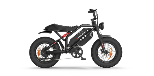Raev Bullet GT V2 eBike in metallic black, displayed in its box