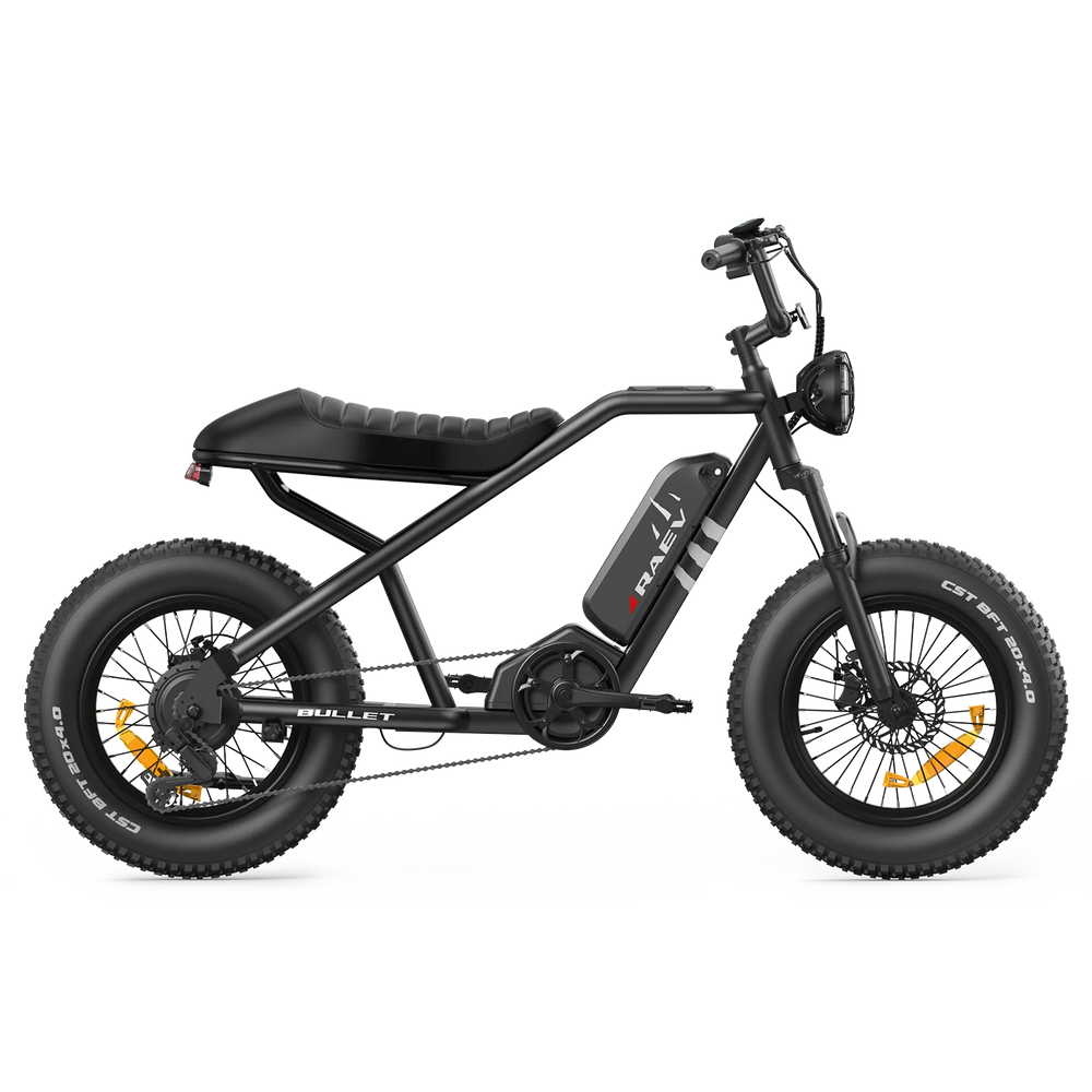 Metallic black Raev Bullet eBike side view showcasing sleek frame and modern design
