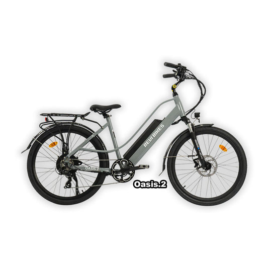Gray eBike Revi Oasis.2 ST in box, product image, side view