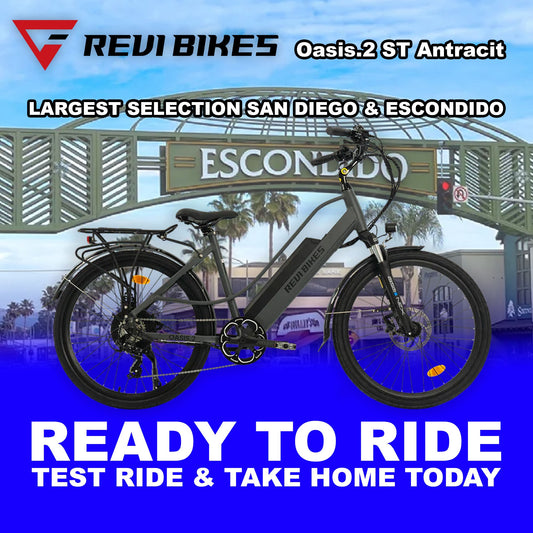 Electric bike Oasis.2 ST in anthracite color, side view, displayed on a white background.