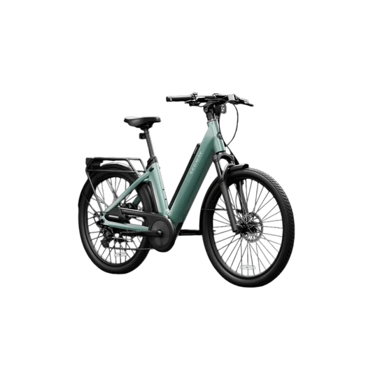 Green Segway Myon eBike, side view, showcasing sleek frame and modern design