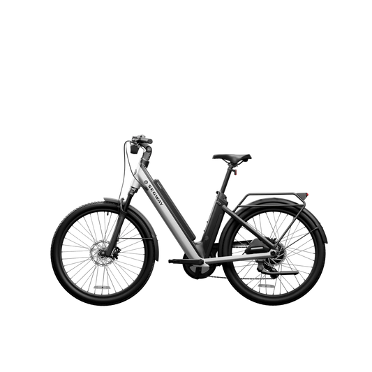 Segway Myon eBike in Skyscraper Gray, side view, showcasing sleek frame and modern design