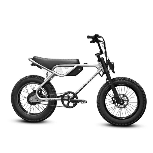 Chrome eBike Strike Spyder electric bicycle side view with black accents and thick tires