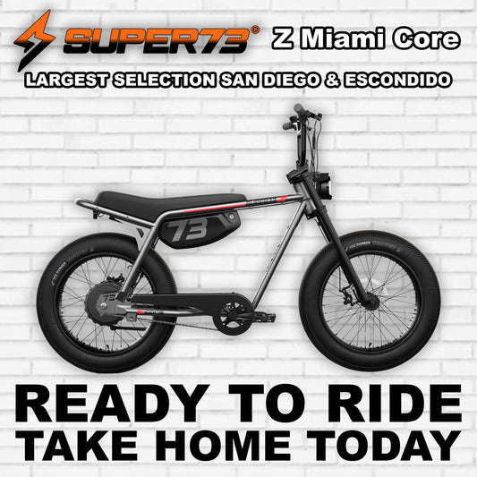 Super73 Z Miami electric bike in Metallic Aluminum color, side view, core product image on white background