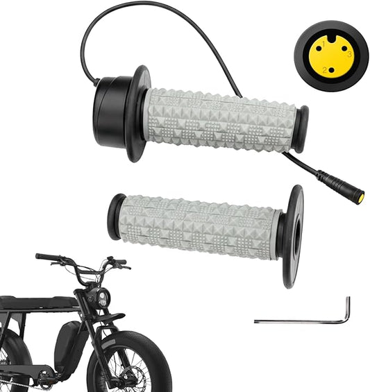 Gray Super73 eBike full twist throttle, product image showing throttle handle and wiring against a plain background.
