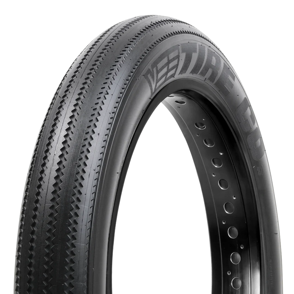 A 26x4 ZigZag eBike tire by Vee Tire Co., featuring a wide, knobby tread pattern designed for enhanced traction and stability.