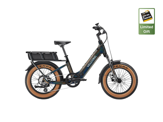 Obsidian black Velotric GoMad eBike side view, showcasing sturdy frame, thick tires, and integrated battery on a white background.