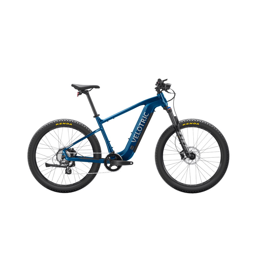 Royal blue Velotric Summit 1 eBike side view against a white background