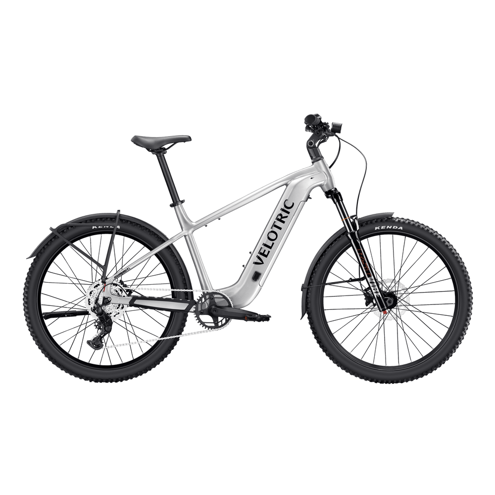 Velotric Summit 2 electric bike in Glacial Silver, side view, against a white background