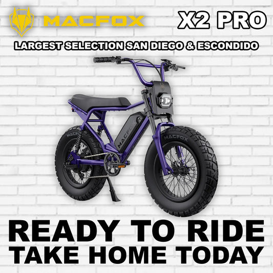 Macfox X2 Pro electric bike in Nebula Purple color, side view, displayed on a white background