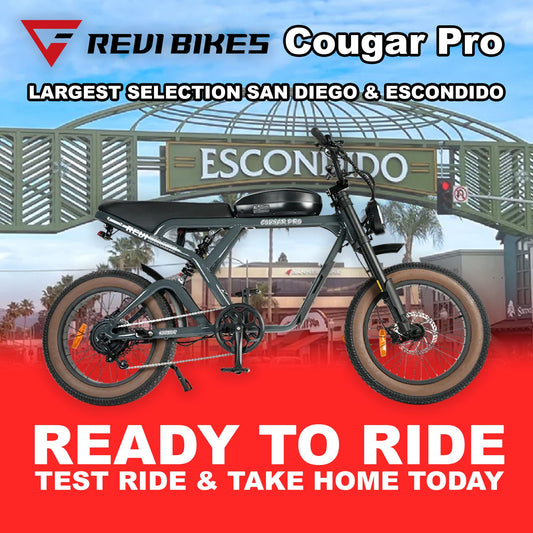 eMOTO eBike Revi Cougar Pro in anthracite color, side view, ready to ride, product image