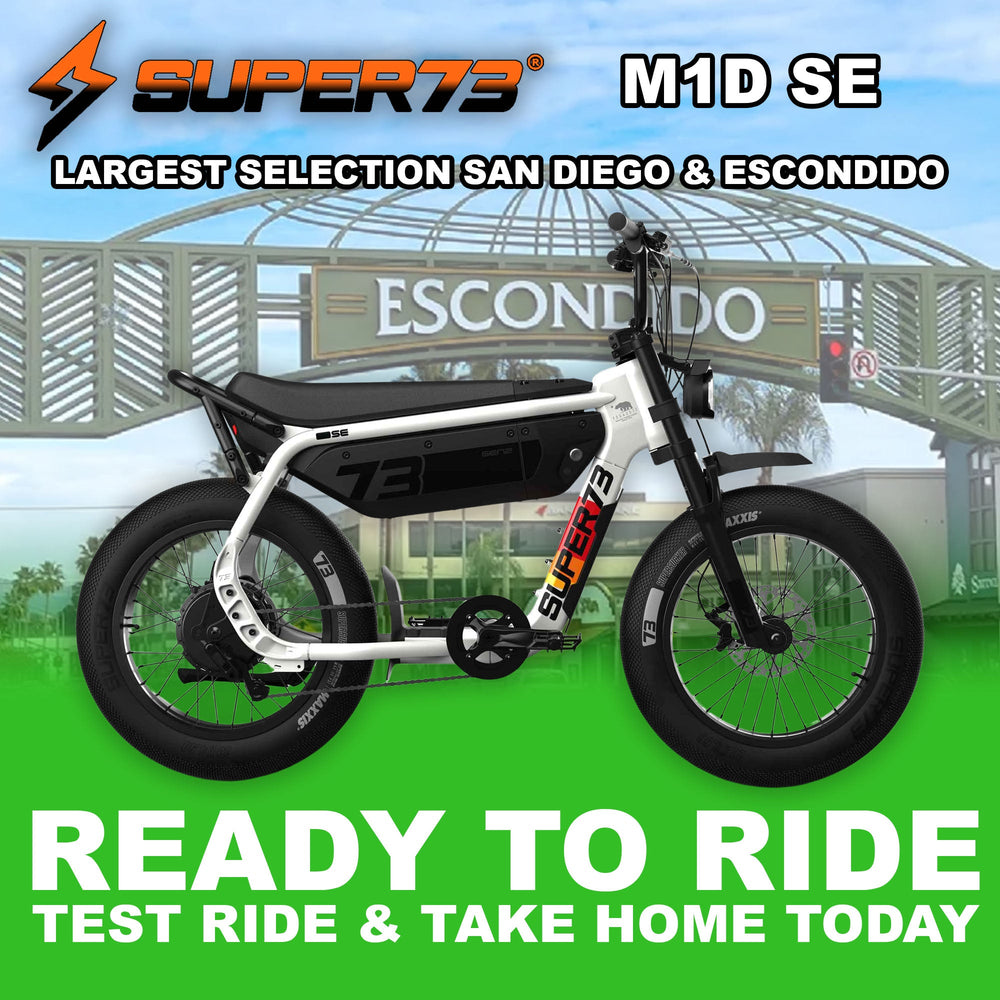 Super73 M1D in Baja, side view, in store and ready to ride at eBike Super Shop San Diego