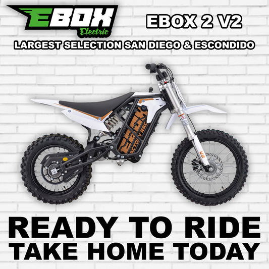 White eMOTO Ebox 2 V2 electric bike, side view, against a plain background