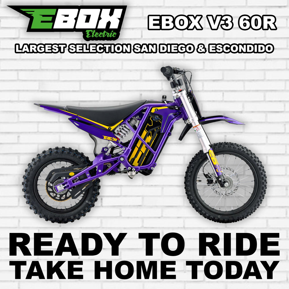 eMOTO Ebox V3 60 R electric bike in purple and gold, side view, product image