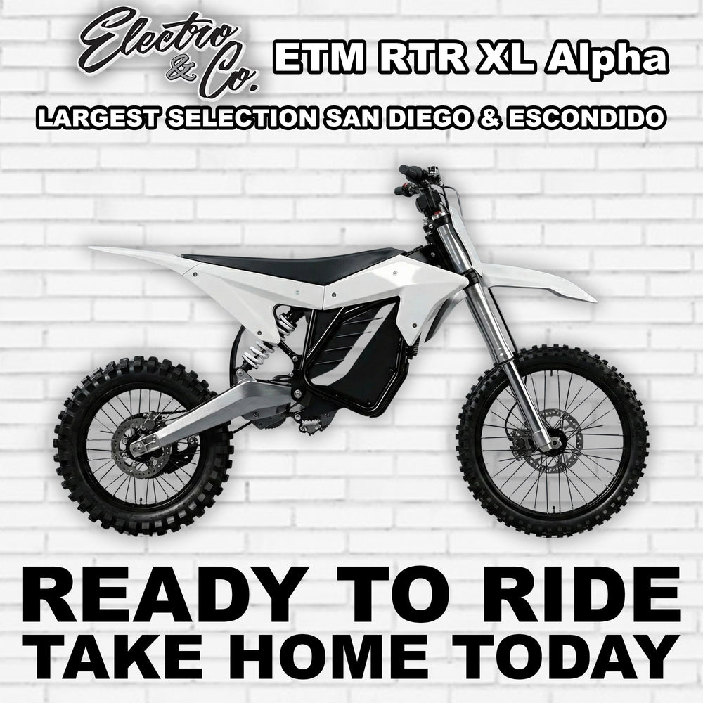 White eMOTO Electro & Co RTR XL Alpha electric bike, side view, against a plain background