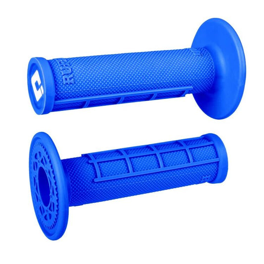 Blue eMOTO ODI half waffle motorcycle grips, product image showing one blue grip