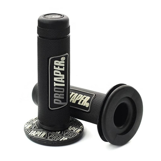 Black and grey Pro Taper eMOTO Grips, product image showing one black grip with grey accents.