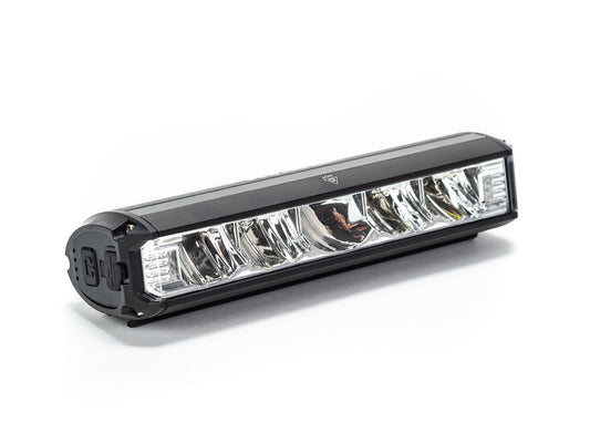 Front view of the eMOTO EBOX Dawn Headlight, showcasing its sleek, modern design and bright LED light panel.