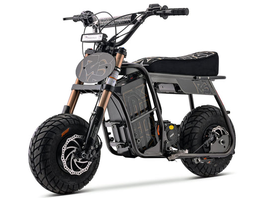 eMOTO Stomp Ebox Dragster RS electric bike in black, shown in its box