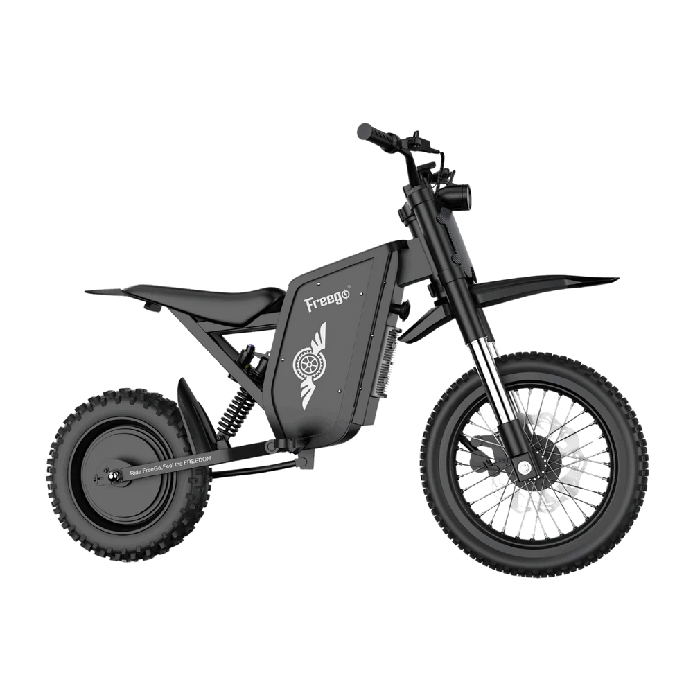 eMOTO Freego X0 Electric Mini scooter in black, side view, displayed on a white background