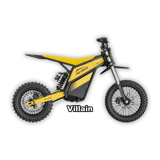 Heybike Villain electric bike in yellow, packaged inside its shipping box