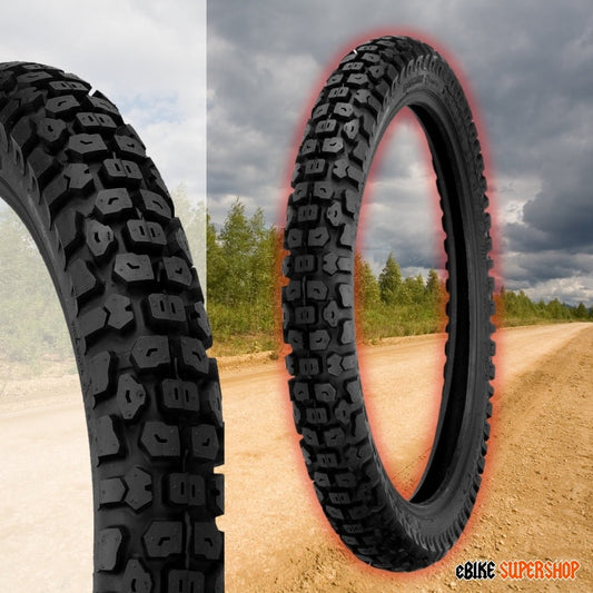 eMOTO Shinko Trail Pro SR244 87-4402 2.50-17 dual sport dirt bike tire, side view showing tread pattern