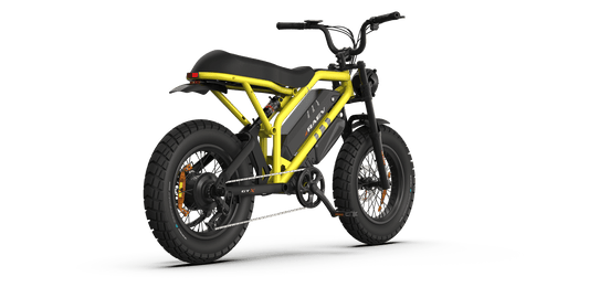 A black eMOTO RAEV Bullet GTX electric bike with a 1500W motor, dual suspension, and moto-style frame, shown from a side angle against a white background.