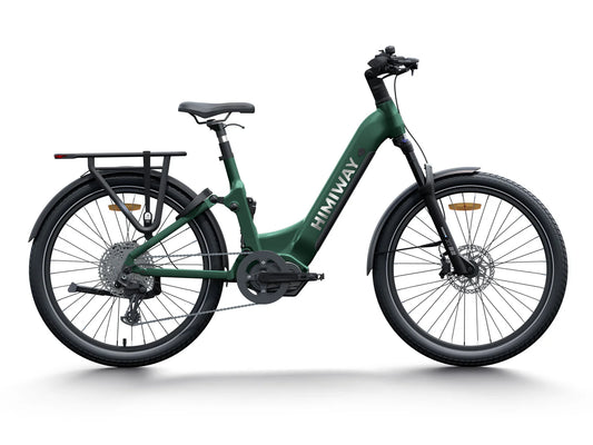 Emerald green Himiway A7 Pro eBike side view with step-through frame and front suspension
