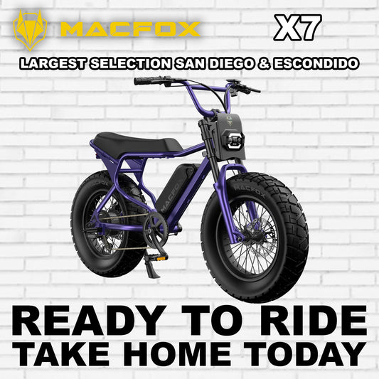 Macfox X7 eBike in Nebula Purple, side view, showcasing sleek frame and modern design