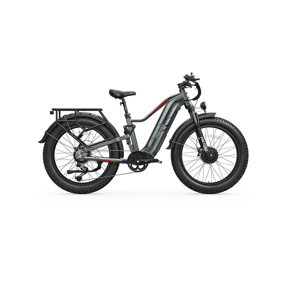 Gray Freesky Eurostar Turbo M-410 electric scooter, side view, showing sleek frame and large wheels