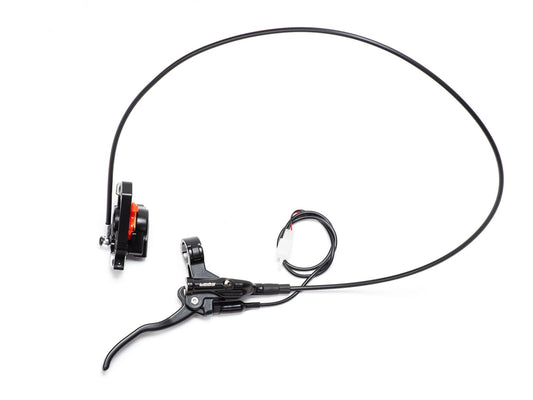Product image of the eMOTO EBOX Front (Right) hydraulic brake system, showing the complete hydraulic brake assembly for eMOTO bikes.