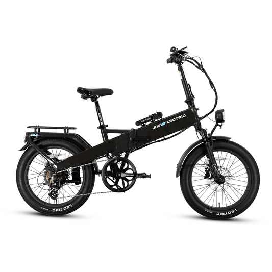 A grey LECTRIC XP4 eBike with a 500W motor, step-over frame, shown in Tempest Grey color, side view.