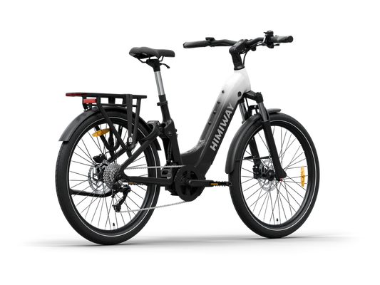 Himiway A7 Pro eBike in black and white gradient, side view, showcasing frame and design features