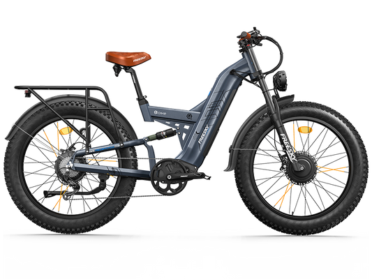 Blue Freesky Warrior Pro M-530 electric bike, side view, showcasing frame design and components
