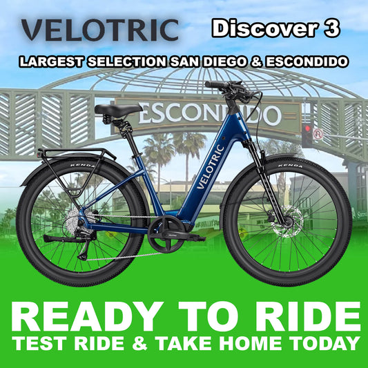 Velotric Discover 3 eBike in Lemans Blue, regular size, shown fully assembled and ready to ride.
