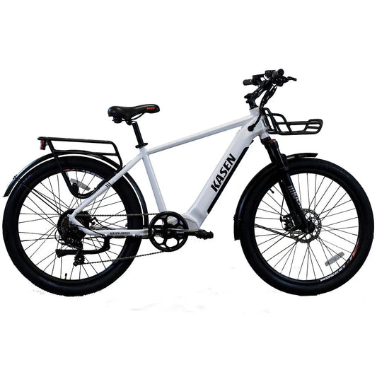 White Kasen Cross eBike, side view, ready to ride, against a plain background