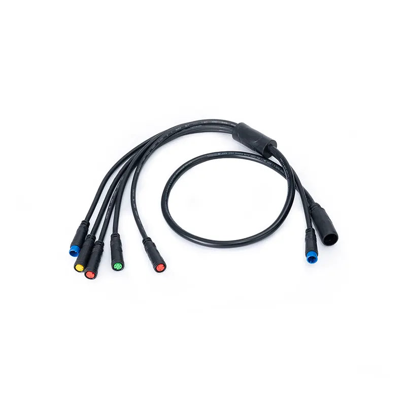 A detailed view of an M16 wiring harness showing multiple colored wires bundled together with connectors at each end, designed for automotive or industrial electrical systems.