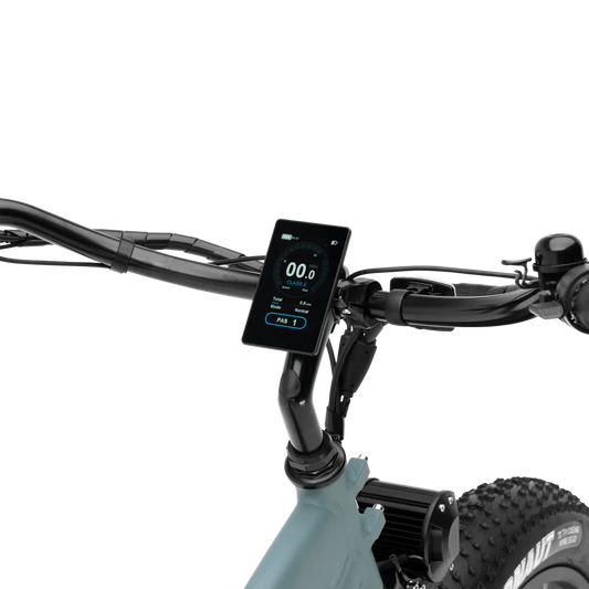 Black Alpha Murf fat tire electric beach cruiser eBike with 52v 750w motor, side view, product image