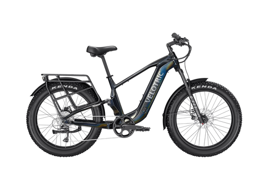 Obsidian black Velotric Nomad 2X eBike in high step frame, side view, against a plain background