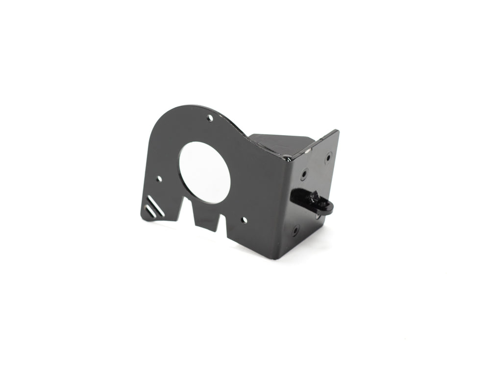 Stomp Ebox Dragster motor mount plate, rectangular metal plate with multiple holes for mounting, shown on a plain white background.