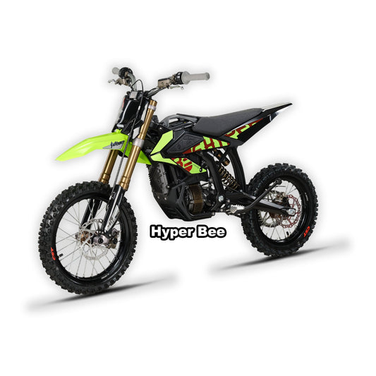 Green eMOTO Surron Hyper Bee electric bike in box, product image showing bike packaged and ready for delivery