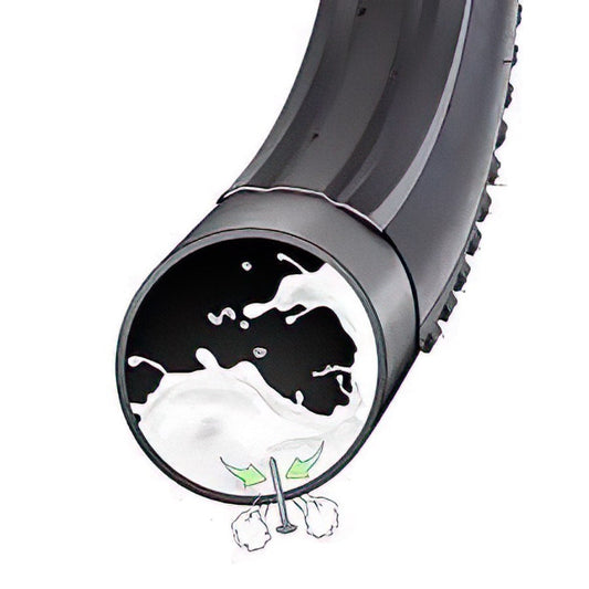 Self sealing tube cutaway showing anti-puncture sealant
