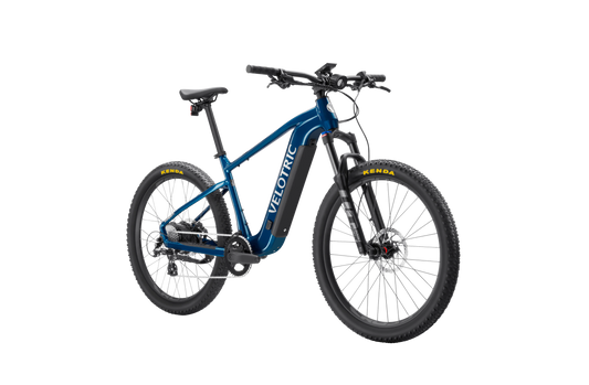 Royal blue Velotric Summit 1 eBike side view against a white background