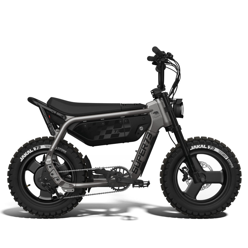 Super73 MZFT in Titanium Ore, side view, in store and ready to ride at eBike Super Shop San Diego