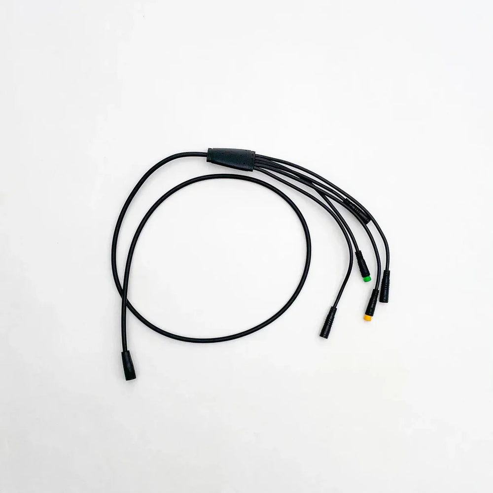 Wiring harness RX S2 with multiple colored wires and connectors, labeled 49cbf5e3-d096-437b-8a89-73dd1eb33783, arranged for automotive or electronic assembly.