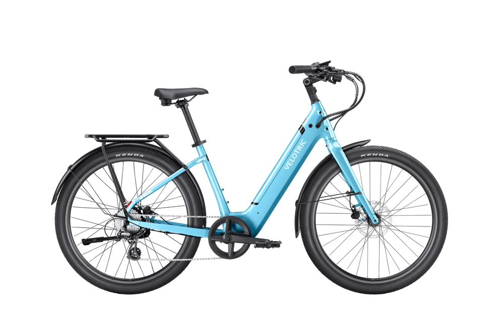 Velotric Breeze 1 eBike in Ocean Mist color, regular large size, side view product image