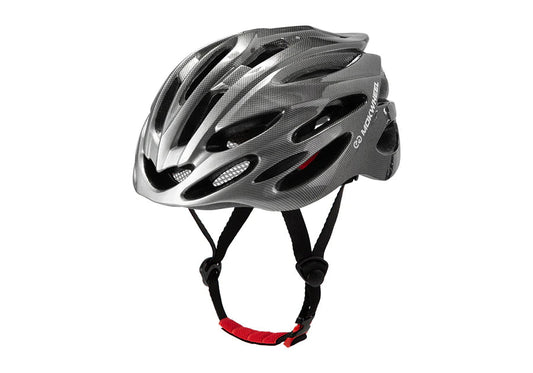 A black Mokwheel Helmet 2.0 eBike helmet with a sleek, aerodynamic design and multiple ventilation slots, shown from a side angle.