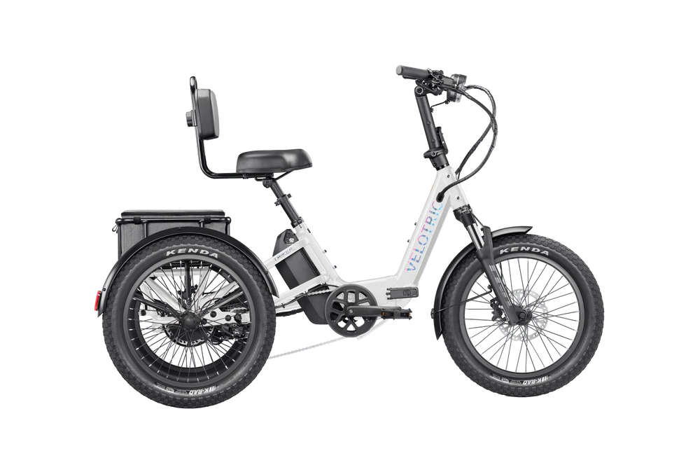 Pearl white Velotric Triker eTrike eBike, side view, product image